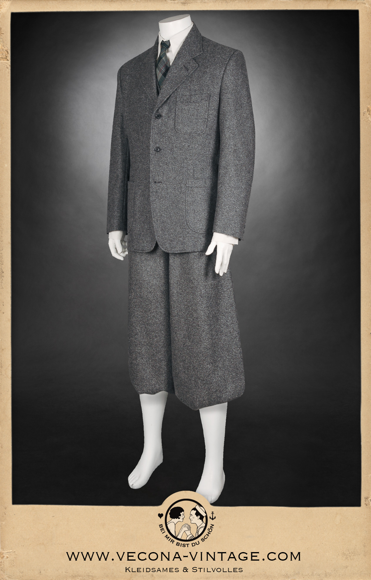 Jackett und Knickerbocker aus grauer Schurwolle - Grey virgin wool jacket and plus fours